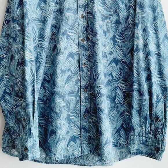GAP 100% Cotton Classic Fit Button Down Shirt Tropical Print Blue Men's Sz XXL - Picture 4 of 13